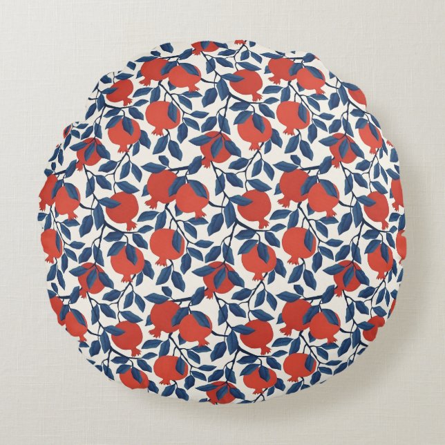 Pomegranaat Rond Kussen (Voorkant)