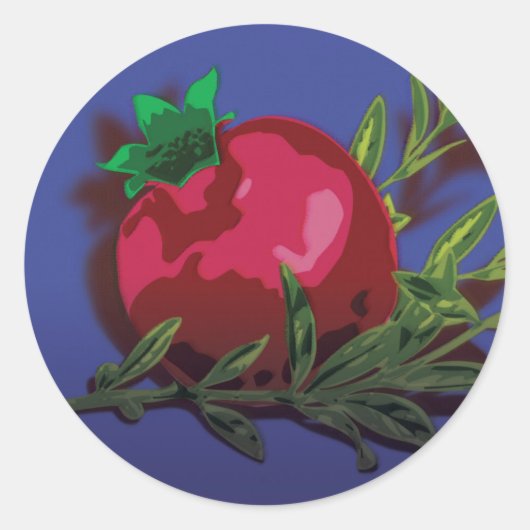 Pomegranaat Ronde Sticker (Voorkant)