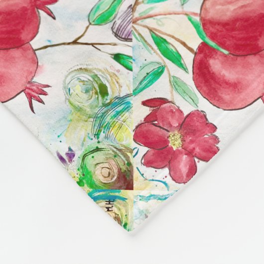 Pomegranaat rood fruitpatroon Voedsel Hebreeuws Fleece Deken (Hoek)