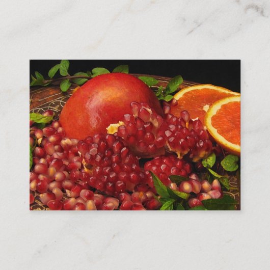 Pomegranaat, Sinaasappel en Mint ATC Visitekaartje (Voorkant)