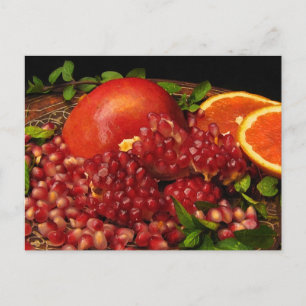 Pomegranaat, Sinaasappel en mint Briefkaart