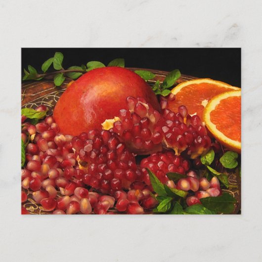 Pomegranaat, Sinaasappel en mint Briefkaart (Voorkant)