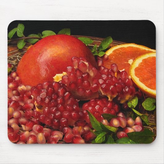 Pomegranaat, Sinaasappel en mint Muismat (Voorkant)