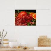 Pomegranaat, Sinaasappel en mint Poster (Keuken)