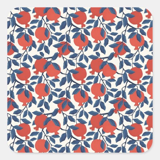 Pomegranaat Vierkante Sticker (Voorkant)