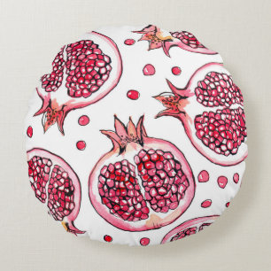 Pomegranaat waterverf- en inktpatroon rond kussen