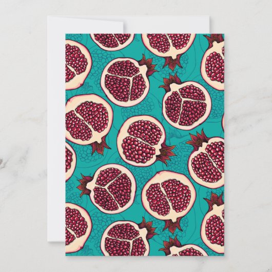 Pomegranaatplakken op turquoise (Voorkant)