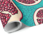 Pomegranaatplakken op turquoise cadeaupapier (Rol Hoek)