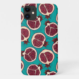 Pomegranaatplakken op turquoise Case-Mate iPhone case