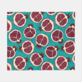 Pomegranaatplakken op turquoise fleece deken (Voorkant (Horizontaal))