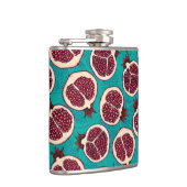 Pomegranaatplakken op turquoise heupfles (Rechts)