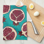 Pomegranaatplakken op turquoise theedoek (Quarter Fold)