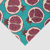 Pomegranaatplakken op turquoise tissuepapier (Detail)