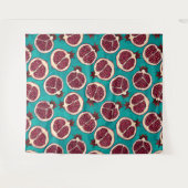 Pomegranaatplakken op turquoise wandkleed (Voorkant (horizontaal))