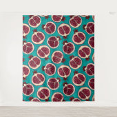 Pomegranaatplakken op turquoise wandkleed (Voorkant)