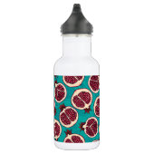 Pomegranaatplakken op turquoise waterfles  (Rechts)