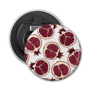 Pomegranaatplakken op wit button flesopener