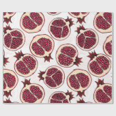 Pomegranaatplakken op wit cadeaupapier (Vlak)
