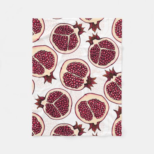 Pomegranaatplakken op wit fleece deken (Voorkant)