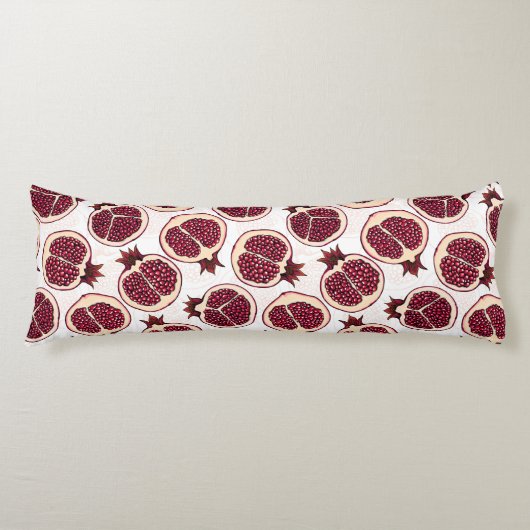 Pomegranaatplakken op wit lichaamskussen (Voorkant)