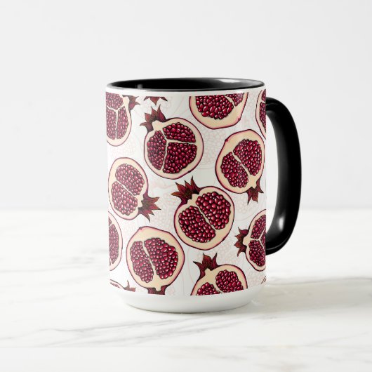 Pomegranaatplakken op wit mok (Voorkant rechts)