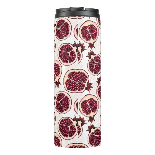 Pomegranaatplakken op wit thermosbeker (Achterkant)