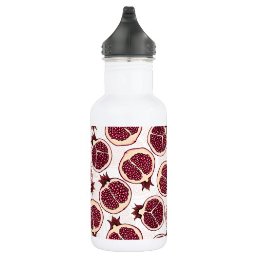 Pomegranaatplakken op wit waterfles  (Rechts)