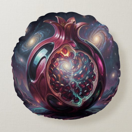 Pomegranate´3 Rond Kussen (Voorkant)