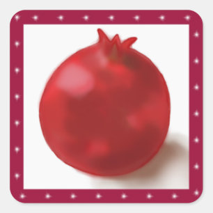Pomegranate Cute Red tekening Vierkante Sticker