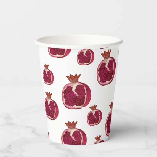 Pomegranate Design Paper Cup Papieren Bekers (Achterkant)