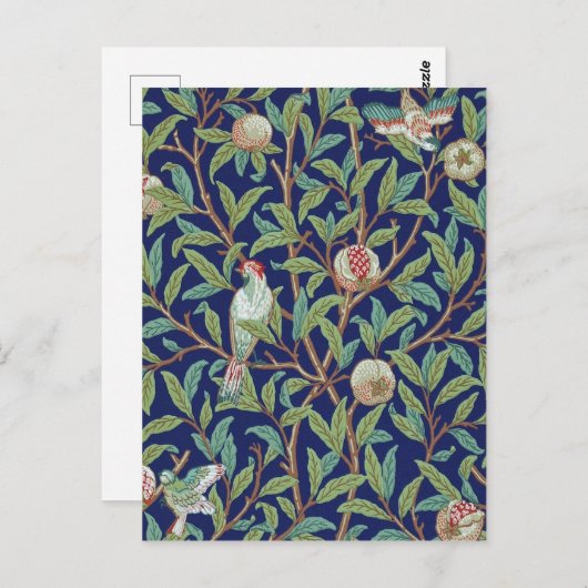 Pomegranate en Little Bird, William Morris Briefkaart (Voorkant / Achterkant)