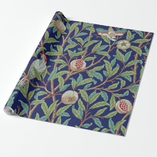 Pomegranate en Little Bird, William Morris Cadeaupapier (Uitgerold)