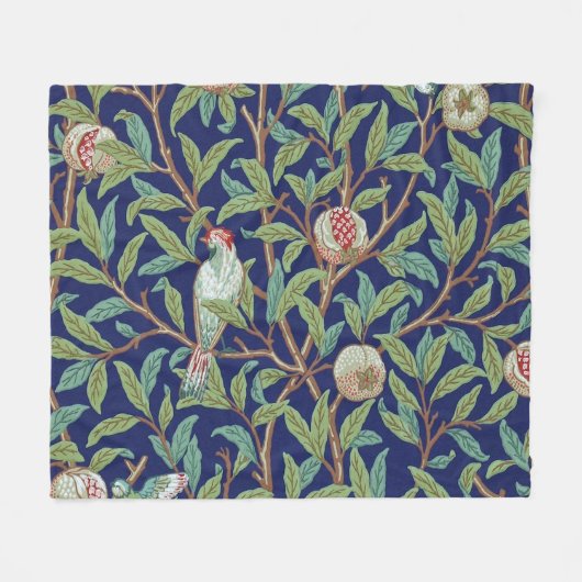 Pomegranate en Little Bird, William Morris Fleece Deken (Voorkant (Horizontaal))