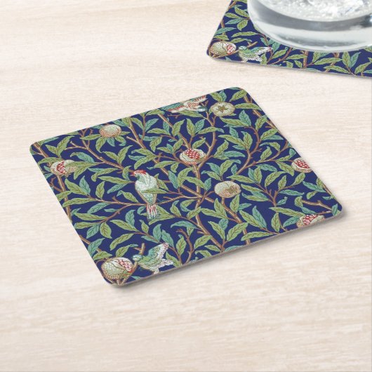 Pomegranate en Little Bird, William Morris Kartonnen Onderzetters (Schuin)