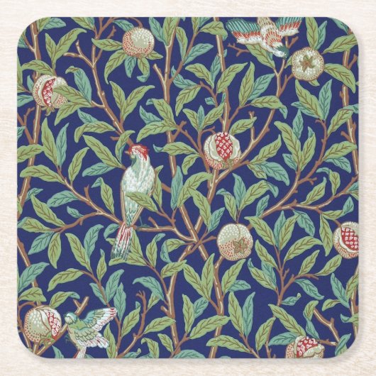 Pomegranate en Little Bird, William Morris Kartonnen Onderzetters (Voorkant)