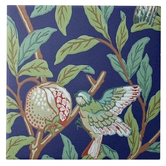 Pomegranate en Little Bird, William Morris Tegeltje (Voorkant)
