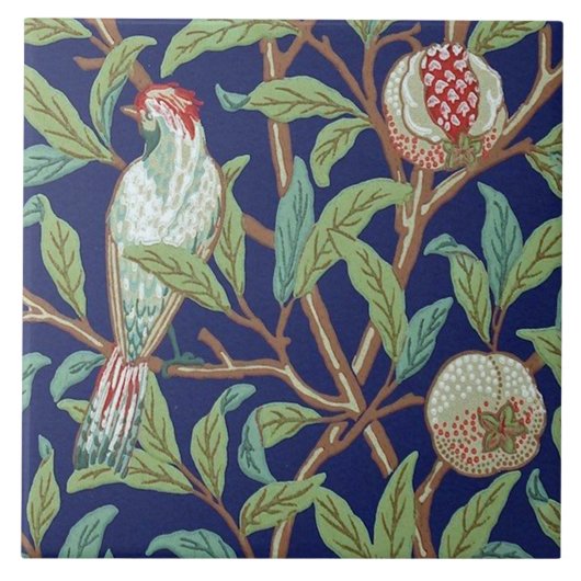 Pomegranate en Little Bird, William Morris Tegeltje (Voorkant)