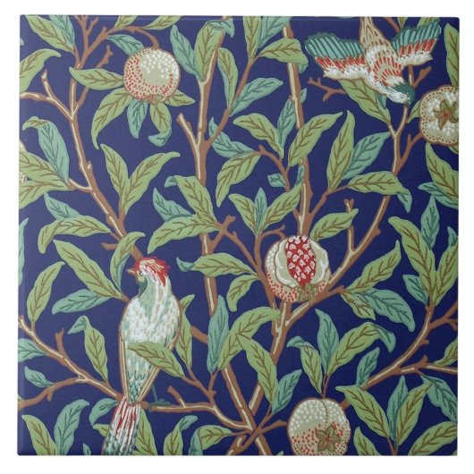 Pomegranate en Little Bird, William Morris Tegeltje (Voorkant)