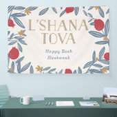 Pomegranate Florals Happy Rosh Hashanah Spandoek (Beurs)