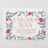 Pomegranate Florals Rosh Hashanah Invite Kaart (Voorkant)