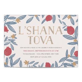 Pomegranate Florals Rosh Hashanah Invite Kaart