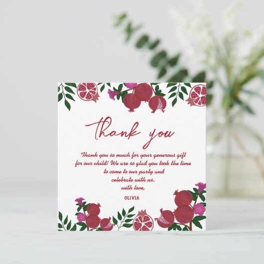 Pomegranate Fresh Fruite Birthday Dank u wel Bedankkaart (Staand voorkant)