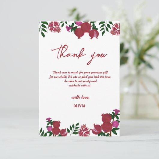 Pomegranate Fresh Fruite Birthday Dank u wel Bedankkaart (Staand voorkant)