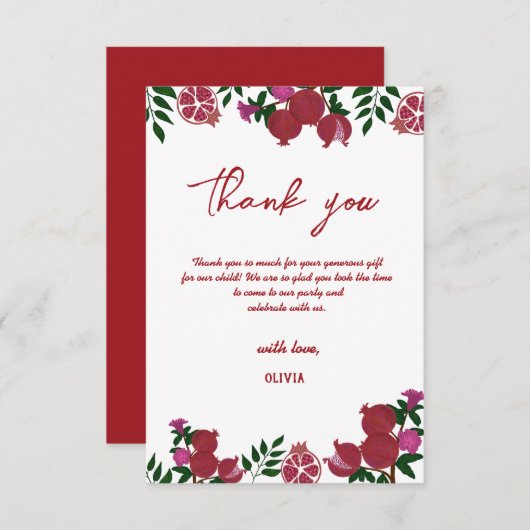 Pomegranate Fresh Fruite Birthday Dank u wel Bedankkaart (Voorkant / Achterkant)