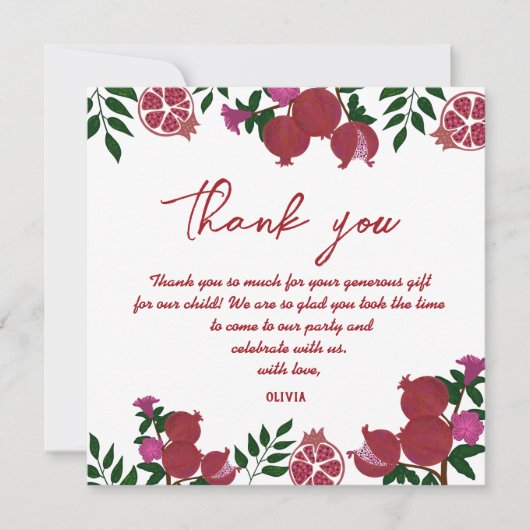 Pomegranate Fresh Fruite Birthday Dank u wel Bedankkaart (Voorkant)