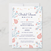 Pomegranate Fruit Floral Bridal Shower Invitation Kaart (Voorkant)
