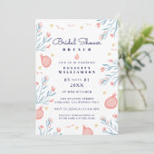 Pomegranate Fruit Floral Bridal Shower Invitation Kaart (Staand voorkant)