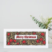 Pomegranate Fruit Foliage Border Christmas Feestdagenkaart (Staand voorkant)