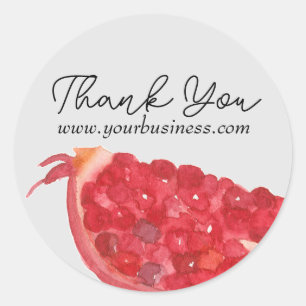 Pomegranate Fruit Slice Gray Hartelijk dank Ronde Sticker