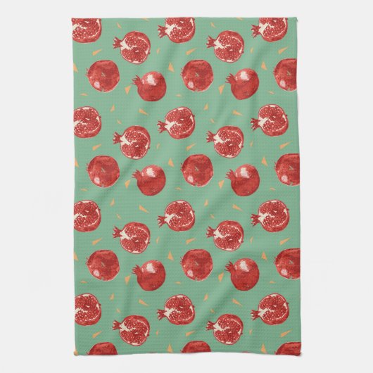 Pomegranate Fruit Vector Seamless Pattern Theedoek (Verticaal)